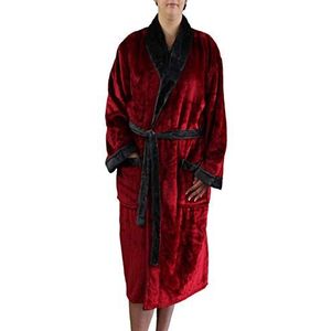 Gözze - Uniseks badjas met sjaalkraag, zijdegevoel, 100% microvezel, 330 g/m², maat S - rood