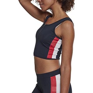 Urban Classics Side Stripe Cropped Zip Tanktop, meerkleurig (marineblauw/vuurrood/wit, 01224), M dames, marineblauw/rood/wit