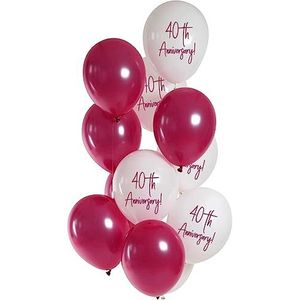 Folat 25164 Lot de 12 ballons en latex pour anniversaire de mariage Ruby 40 ans Rouge 33 cm