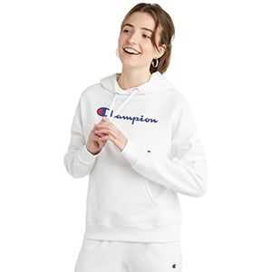 Champion Powerblend Relaxed Hoodie Sérigraphie Sweatshirt à Capuche, White-Y08113, M Femme