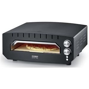 CASO PizzaChef 400° elektrische pizzaoven voor pizza, pinsa, flambétaarten, hete steenoven op 400 °C, 33 x 33 cm, pizzasteen van cordieriet, roestvrijstalen binnenkant, pizza klaar