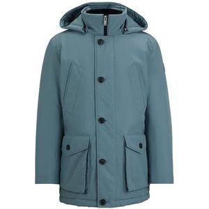 BOSS Osiass Relaxed-Fit herenparka van Ottomaanse stof, Open groen 375