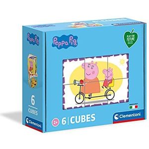 CLEMENTONI Cubo 6 stuks niet toepassen 6 kubussen, Peppa Pig 3 jaar, speelgoed voor toekomst, 100% gerecyclede materialen, gemaakt in Italië, kinderen, cartoon-puzzel, 44009, meerkleurig, eenheidsmaat