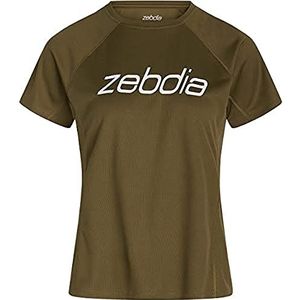 ZEBDIA Sportshirt voor dames, met print op de voorkant, maat XS, Het leger.