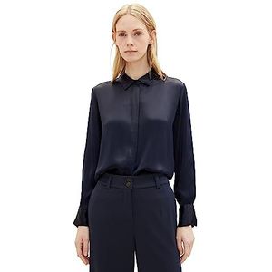 Tom Tailor Dames basic satijnen blouse 10668-Sky Captain Blue, 72, 30463-stoffig mint blauw