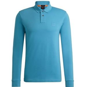 BOSS Passerby Slim poloshirt van katoen met logo-patch, blauw, XL, Blauw