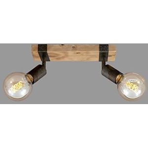 BRILONER Lampen, plafondspot, retro, plafondlamp, vintage plafondlamp, draaibaar, draaibaar, 2 x E27, metaalhout, kleur: gunmetal 280 x 100 x 90 mm (l x b x h)
