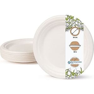 GREENBOX 50 stuks wegwerpborden wit wit 18 cm wegwerpservies biologisch wegwerpservies biologisch wegwerpborden