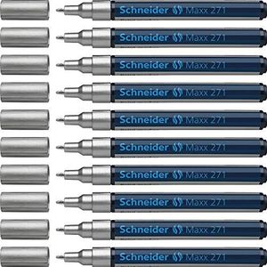Schneider Maxx 271 - 10 stuks kleur- en decoratiemarkers, ronde punt, zilverkleur