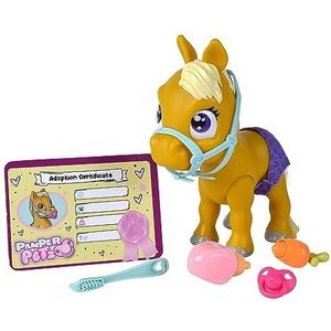 Simba 105950009 Pamper Petz Pony paardenspeelgoed met drink- en natfunctie, veulen, kambare staart, kleurverandering, babydier met luier, 11 verrassingen, voor meisjes en jongens vanaf