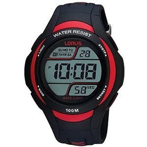 Lorus - R2307EX9 – herenhorloge – digitaal kwarts – alarm/stopwatch/verlichting – zwarte rubberen band, veelkleurig/zwart, riem, Veelkleurig/Zwart, riem