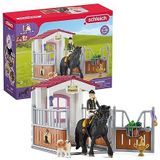 SCHLEICH 42437 Paardenbox met Horse Club Tori & Princess, voor kinderen vanaf 5 jaar, Horse Club - Speelset,multi kleuren