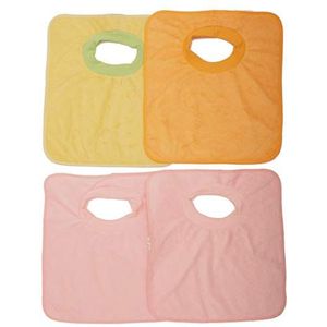 Ti TIN, Set van 4 waterdichte slabbetjes | 100% polyester microvezel - babyslabbetjes van 6 tot 18 maanden - sluiting met elastische kraag - vinyl voering - zonder patroon - kleur groen, oranje, roze