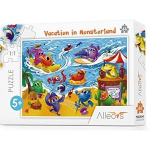 ALLEOVS Puzzelvakantie in Monsterland voor kinderen vanaf 5 jaar, puzzelspel op monster om te leren, 66 delen, stimuleert het geheugen, concentratie