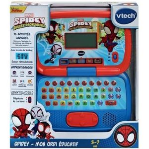 VTech - Disney Junior Spidey, Mijn leercomputer, kindercomputer met verlicht display, 15 educatieve activiteiten en spelletjes, cadeau voor kinderen van 3 jaar tot 7 jaar - inhoud in het Frans