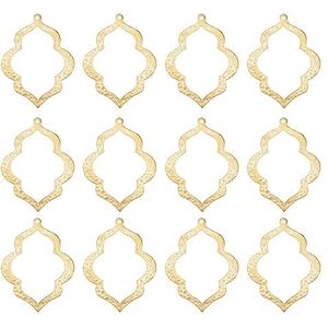 BENECREAT Set van 12 retro holle messing hangers met gouden bloem frame - Geometrische bedels voor armbanden, halskettingen of accessoires voor het maken van sieraden
