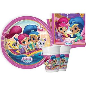 Ciao- Party Table Set Shimmer and Shine 8 people (36 pcs: 8 paper plates Ø23cm, 8 plastic cups 200ml, 20 paper napkins 33x33cm), Y4614