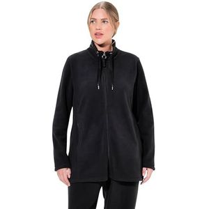 Ulla Popken Veste polaire pour femme, grandes tailles, grande taille, col montant, bande en satin, recyclée, Noir, 44-46