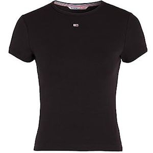 Tommy Jeans Tjw Bby Essential Rib Ss gebreide tops S/S dames, zwart.