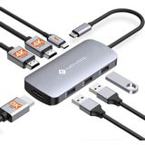 NOVOO 7-in-1 Docking Station Dual Monitor, UBS C Hub naar 2 HDMI 4K, Displayport 8K, 100W PD, USB x 3, Triple Display Docking Station voor Dell, HP, Lenovo, ASUS, Microsoft