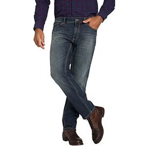 JP 1880 Heren tot 68 - Straight Fit 5-pocket jeans van ultra-stretch stof met used look en details, blauw, 62, Blauw