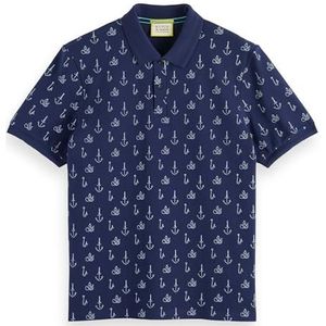 Scotch & Soda Rondom bedrukt mini-poloshirt voor heren, Navy 7007