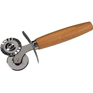 Fackelmann Ravioli-, mond- of koekjesroller, deeggraad van roestvrij staal met zinklegering, voor zelfgemaakte pasta, ergonomische handgreep van beukenhout