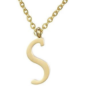 Morella damesketting met letter S hanger roestvrij staal goud in sieradenzakje
