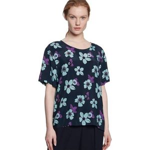 Seidensticker Dames Shirtblouse korte mouwen modern fit bloemenprint 100% Cupro blouse, Blauw