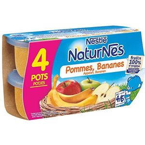 Nestle Naturnes babycompots, appel, bananen, vanaf 4/6 maanden, 4 x 130 g, 6 stuks (24 stuks)