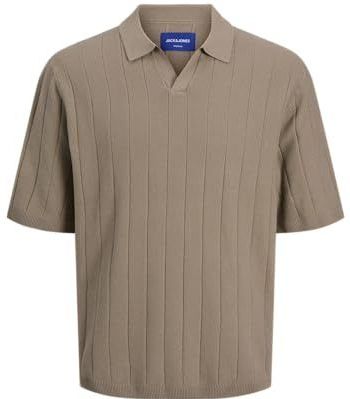 Jack & Jones Jorvarenna Knit Ss Split Neck, Beige foncé, S