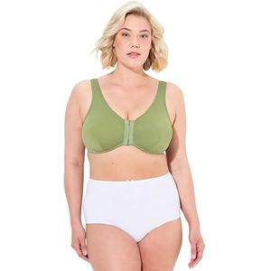 Ulla Popken Bustier, Vorderverschluss, C/D Cup, E/F Cup beha voor dames, Groen schuim.