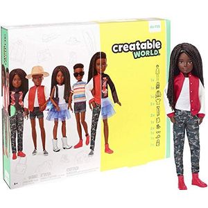 Creatable World Mattel Creatable World GGG55 Pop om te personaliseren met zwart haar, kleding en accessoires, creatief speelgoed voor kinderen vanaf 6 jaar, GGG55