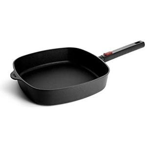 Woll Diamond Logic XR Inductie gietijzeren pan 28 x 28 cm hoogte 6,5 cm met afneembare handgreep, geschikt voor alle warmtebronnen, aluminium, ovenvast