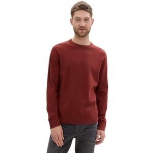 TOM TAILOR 1039805 Sweatshirt voor heren, 35676 - Donker bordeauxrood gemengd