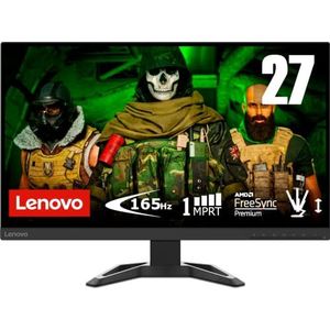 Lenovo G27-30 Gaming Monitor - 27 inch Full HD-display, VA (1920x1080, 165Hz, 1ms, AMD Radeon FreeSync Premium, Input HDMI+DP, DP-kabel) kantel- en in hoogte verstelbaar - Raven Black