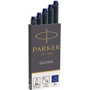 Parker quink 5 stuks lange vulpen, blauwe inkt