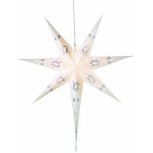 Star 231-40 ster van papier Gnistra, ca. 85 cm x 70 cm, incl. stroomkabel (3,5 m), kleur: wit/glitteretui