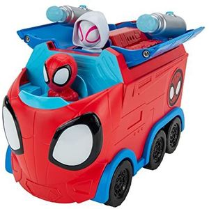 Marvel'sspideyetsesincroyablesamis SPIDEY - Draaiende vrachtwagen webvoertuig 3-in-1 transformeerbaar 20 cm - speelgoed met stage buurt, SNF0081, meerkleurig