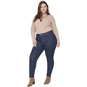 TRENDYOL Femme Grande Taille Haute Taille Skinny Fit Grande Taille Jeans, bleu foncé, 44