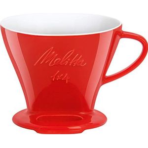 Melitta Koffiefilterhouder van porselein, Pour Over, rood, 1 x 4 cm