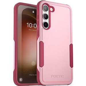 Poetic neon series compatibel met Galaxy S23 Plus 5G 6,7 inch hoes tweelaags, robuust, licht, dun, schokbestendig, lichtroze