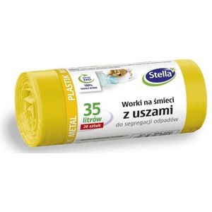 STELLA 032204 Mülltas met haken voor metalen kunststof/kunststof houder | 35 l | 20 stuks | Mülltas Mülltüte Afvalzakken voor Den Huisdier Büro van dikke LDPE-regranulaatfolie Kleur: geel