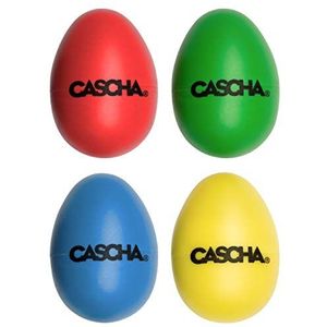 CASCHA Egg Shakers rammelaar, percussie, muziekinstrument, kleurrijke eieren, klankeieren, kunststof, 4 stuks losse eieren, HH 2003, rood, blauw, geel, groen