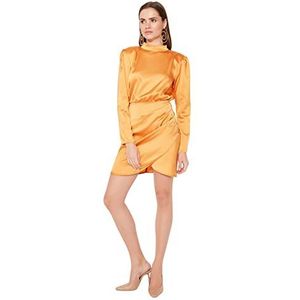 Trendyol Mini robe de soirée tissée régulière pour femme, Orange, 62