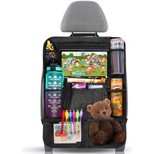 Diboniur Organizer voor de auto, voor kinderen, opslag voor autostoel met 10 vakken, bescherming voor iPad 9,7 inch en 10,5 inch, voor flessen, speelgoed, boeken (dikke versie)