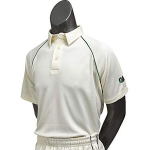 Gunn and Moore Teknik Club Cricket-shirt voor heren, crèmekleurig/groen