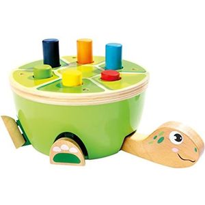 Bino Slagbank, schildpad, speelgoed voor kinderen vanaf 2 jaar, houten speelgoed in schildpadvorm, bevordert de motoriek en hand-oogcoördinatie, hamerspel) meerkleurig