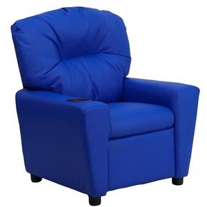 Flash Furniture Moderne kinderstoel met bekerhouder, hout, blauw vinyl, 66,04 x 53,34 x 53,34 cm
