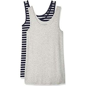 Amazon Essentials Tanktop voor dames, slim fit, 2 stuks, marineblauw/wit/lichtgrijs gemêleerd, maat M